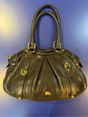 Burberry Black Leather Shoulder Bag with Gold Hardware